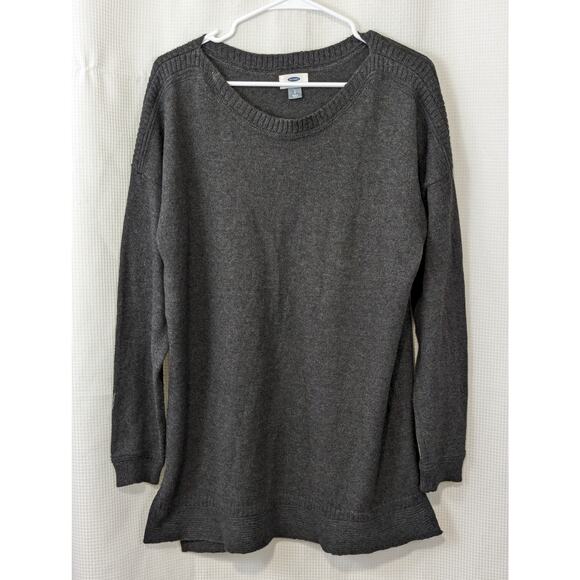 OLD NAVY! FAB CHARCOAL GRAY TUNIC STYLE LONG PULLOVER SWEATER! SZ L - Picture 2 of 8